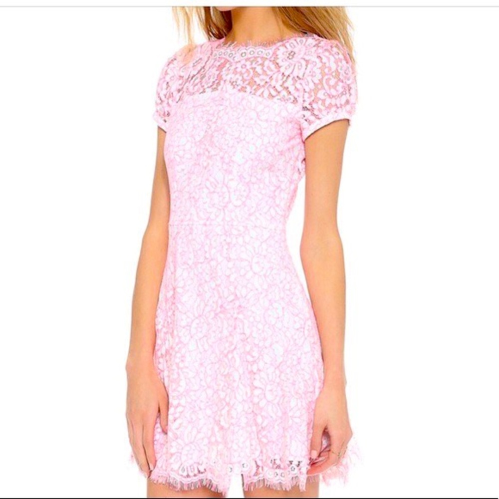 Juicy Couture Hot Pink and White Lace Mini Dress